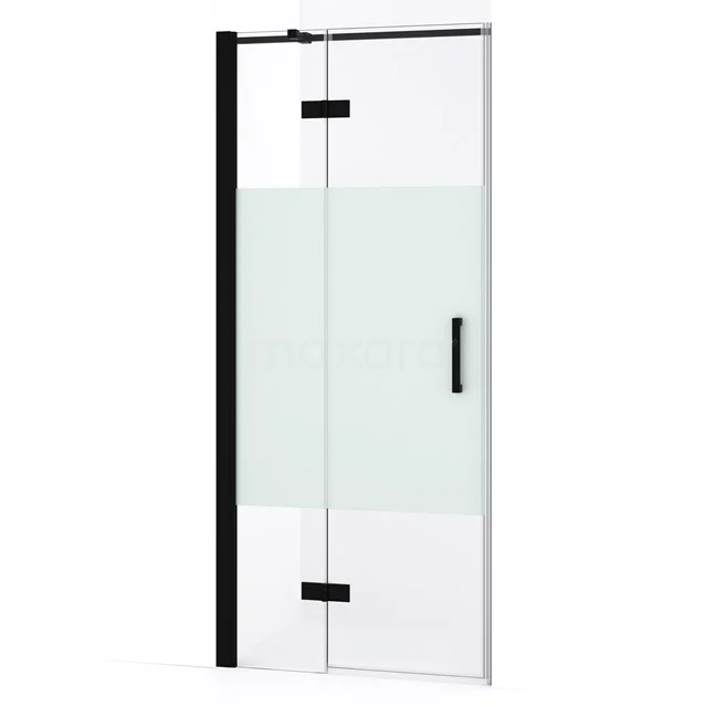 Diamond Duschtür | 80 cm Matt Schwarz Klar mit matter Streifen Drehtür DDB21351333MB