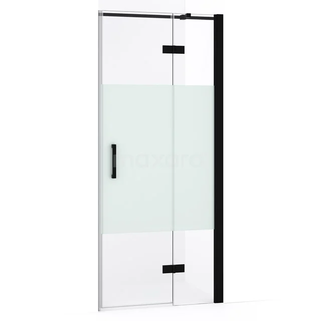 Diamond Duschtür | 80 cm Matt Schwarz Klar mit matter Streifen Drehtür DDB22351333MB