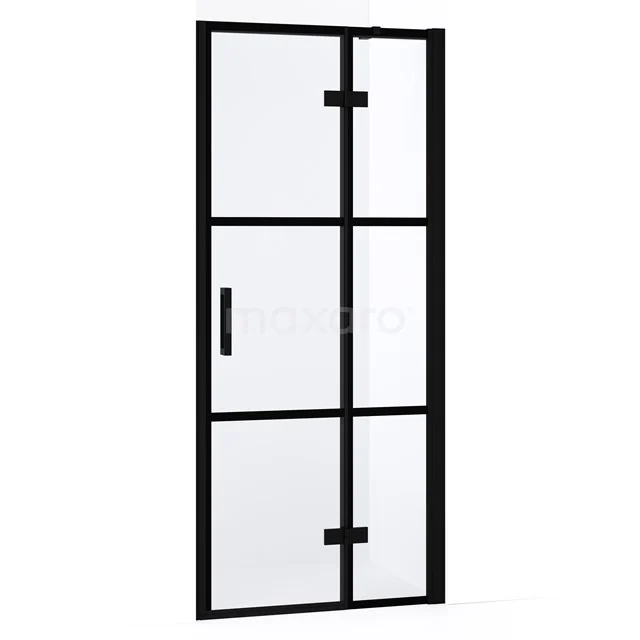 Diamond Shower door | 80 cm Matte black Clear with 4 black stripes Pivot door DDB22351338MB