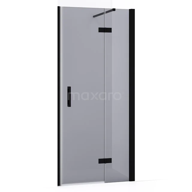 Diamond Shower door | 80 cm Matte black Smoke glass Pivot door DDB22352131MB