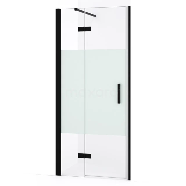 Diamond Shower door | 80 cm Matte black Clear with matt strip Pivot door DDB21352133MB