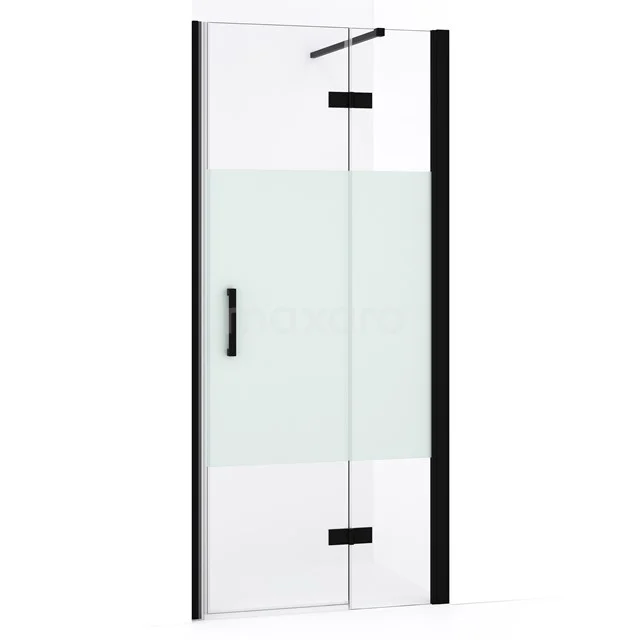 Diamond Duschtür | 80 cm Matt Schwarz Klar mit matter Streifen Drehtür DDB22352133MB