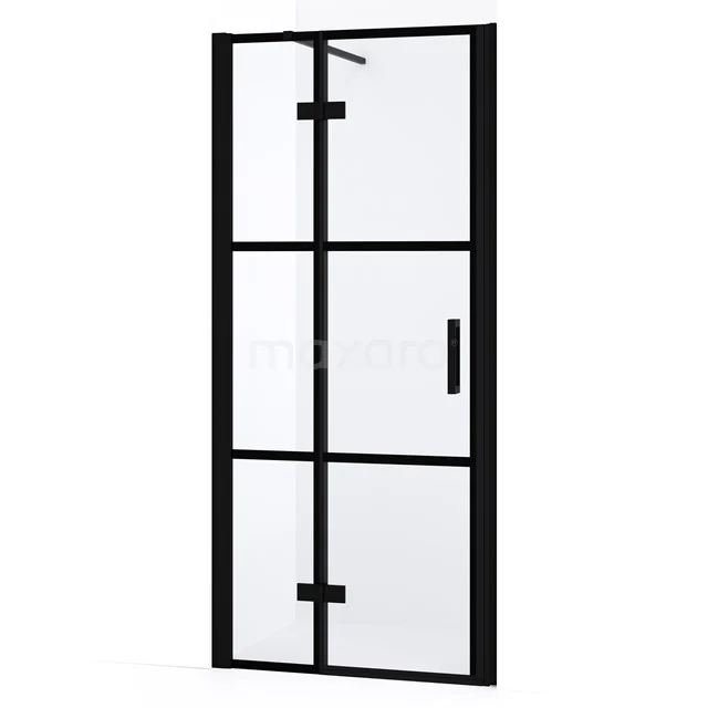 Diamond Shower door | 80 cm Matte black Clear with 4 black stripes Pivot door DDB21352138MB