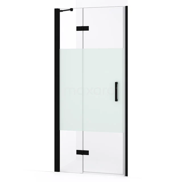 Diamond Shower door | 80 cm Matte black Clear with matt strip Pivot door DDB21352233MB