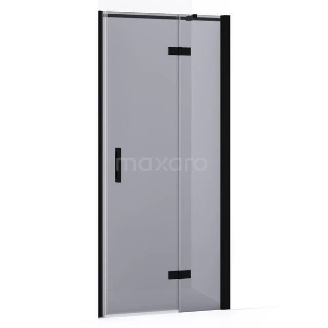 Diamond Shower door | 80 cm Matte black Smoke glass Pivot door DDB22352331MB
