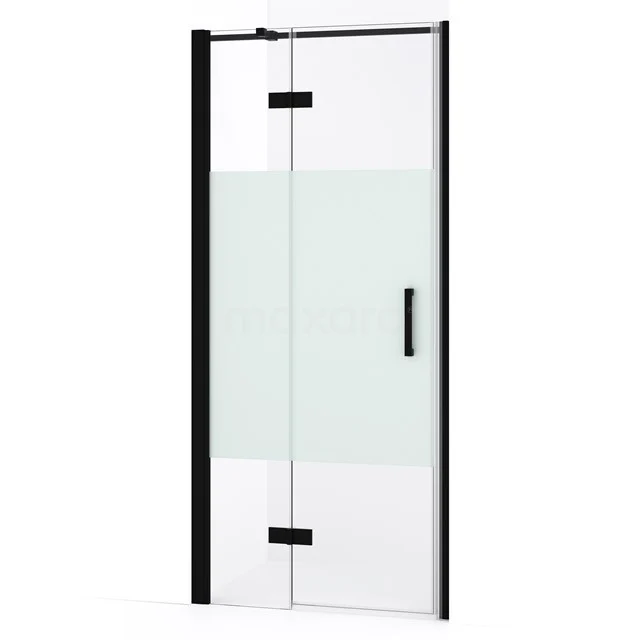 Diamond Shower door | 80 cm Matte black Clear with matt strip Pivot door DDB21352333MB