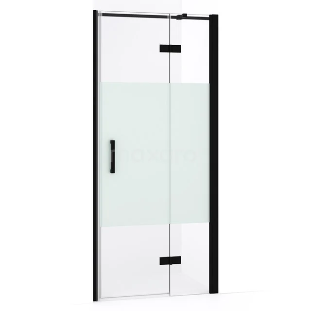 Diamond Shower door | 80 cm Matte black Clear with matt strip Pivot door DDB22352333MB