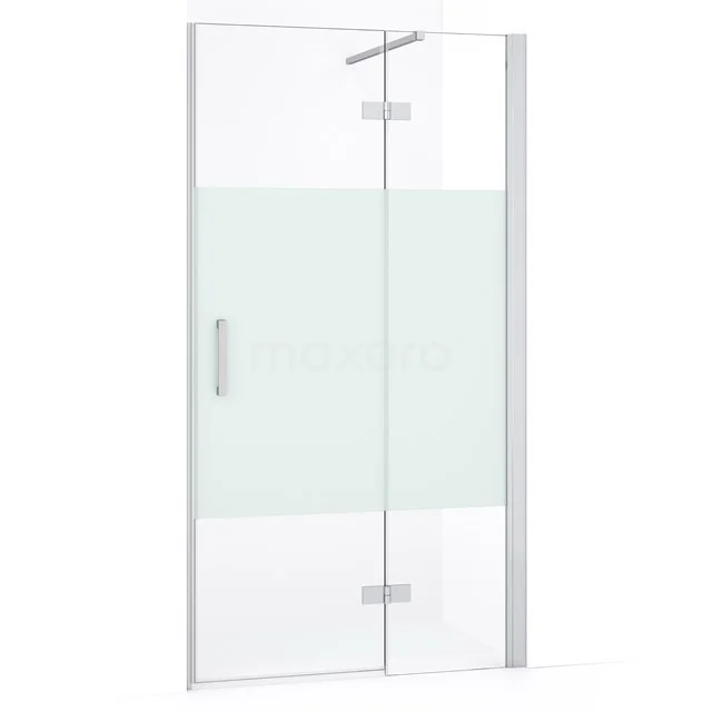 Diamond Douchedeur | 100 cm Chroom Helder met matte strook Draaideur DDB22461133C