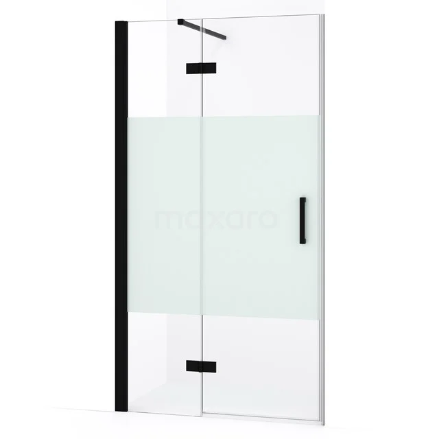 Diamond Duschtür | 90 cm Matt Schwarz Klar mit matter Streifen Drehtür DDB21361133MB