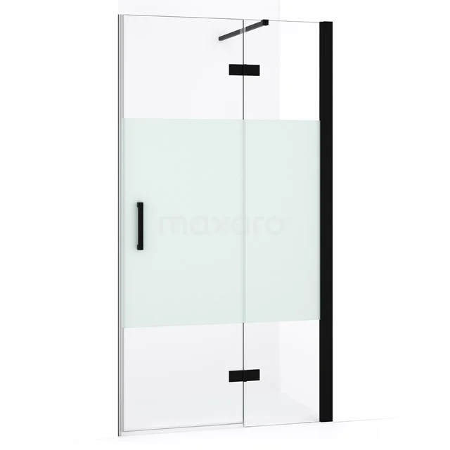 Diamond Duschtür | 90 cm Matt Schwarz Klar mit matter Streifen Drehtür DDB22361133MB