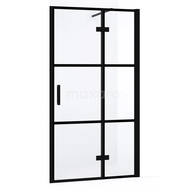 Diamond Shower door | 90 cm Matte black Clear with 4 black stripes Pivot door DDB22361138MB