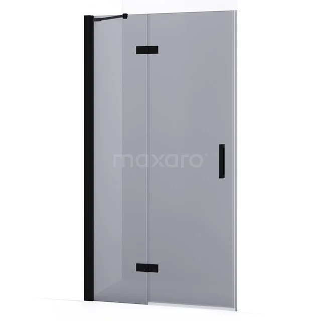 Diamond Shower door | 90 cm Matte black Smoke glass Pivot door DDB21361231MB
