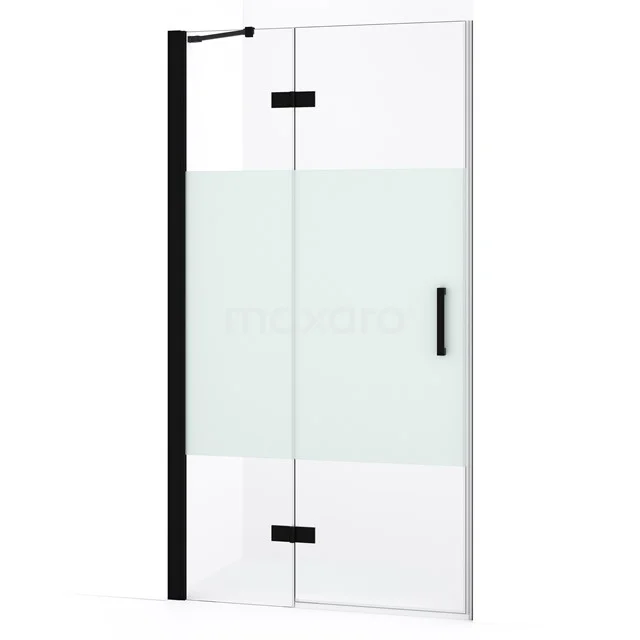 Diamond Shower door | 90 cm Matte black Clear with matt strip Pivot door DDB21361233MB