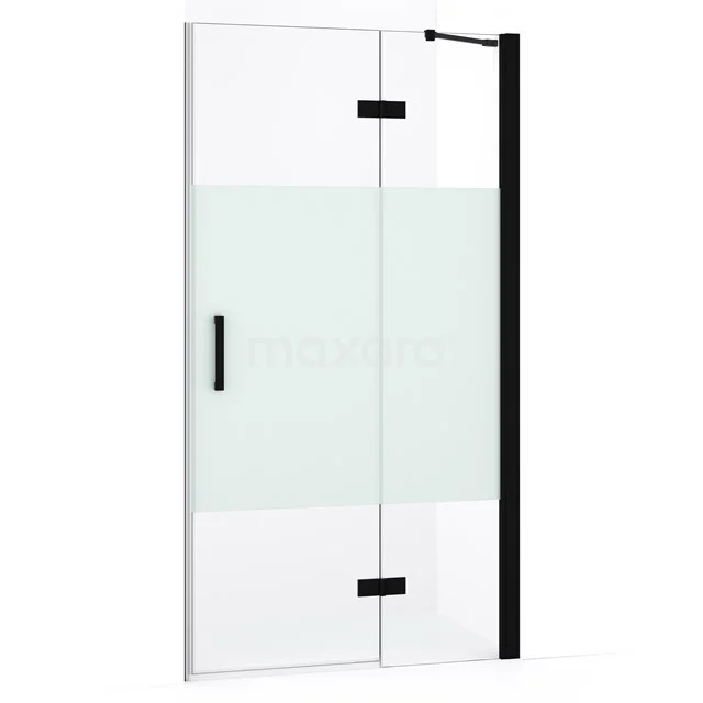 Diamond Duschtür | 90 cm Matt Schwarz Klar mit matter Streifen Drehtür DDB22361233MB