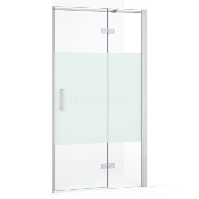 Diamond Douchedeur | 100 cm Chroom Helder met matte strook Draaideur DDB22461333C