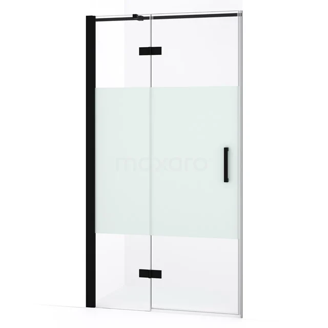 Diamond Shower door | 90 cm Matte black Clear with matt strip Pivot door DDB21361333MB