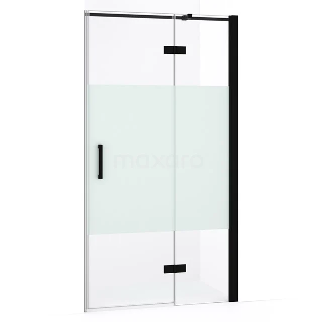 Diamond Duschtür | 90 cm Matt Schwarz Klar mit matter Streifen Drehtür DDB22361333MB