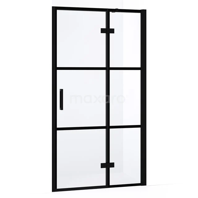 Diamond Duschtür | 100 cm Matt Schwarz Klar mit 4 schwarzen Streifen Drehtür DDB22461338MB