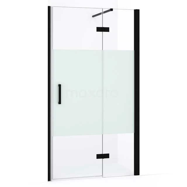 Diamond Duschtür | 90 cm Matt Schwarz Klar mit matter Streifen Drehtür DDB22362133MB