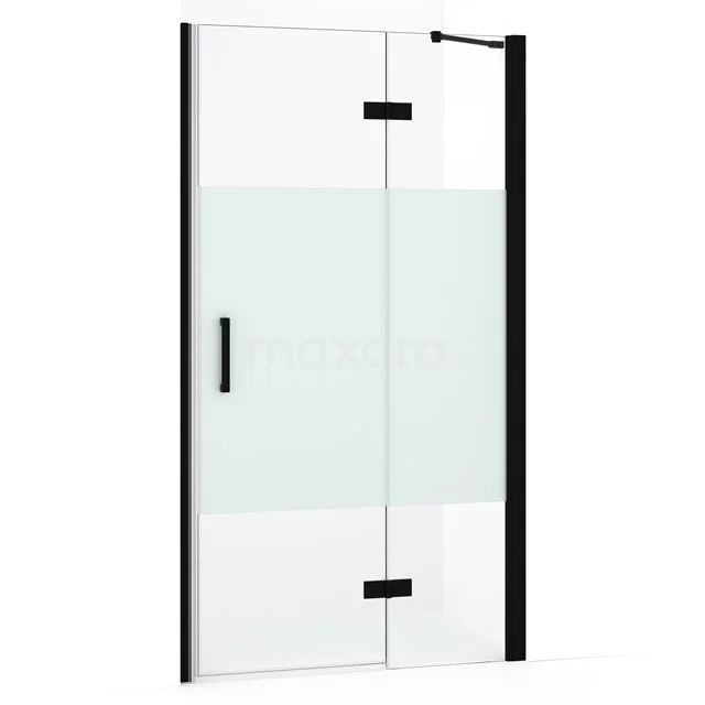 Diamond Shower door | 90 cm Matte black Clear with matt strip Pivot door DDB22362233MB