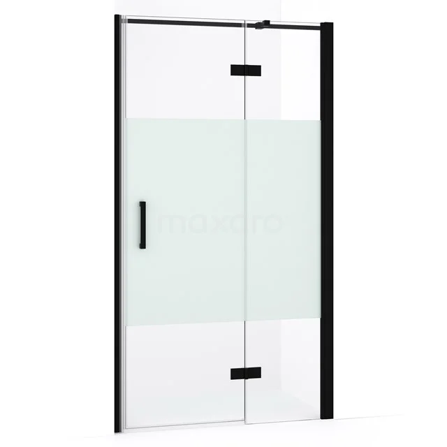Diamond Shower door | 90 cm Matte black Clear with matt strip Pivot door DDB22362333MB