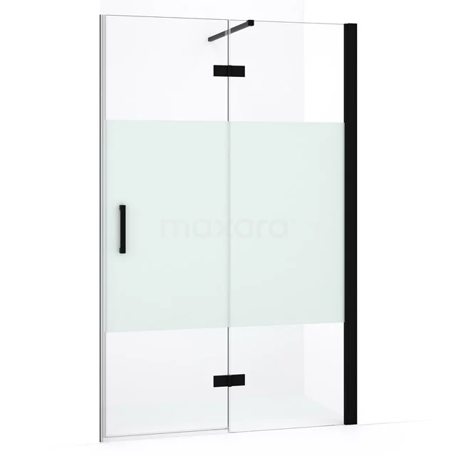 Diamond Duschtür | 110 cm Matt Schwarz Klar mit matter Streifen Drehtür DDB22651133MB