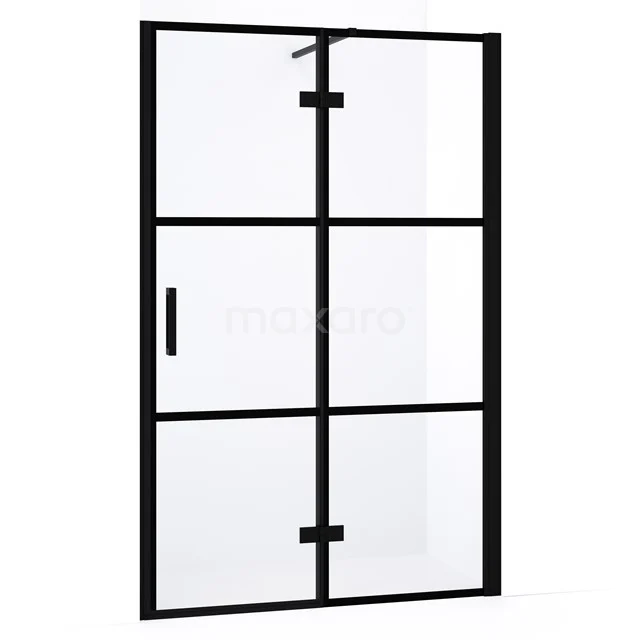 Diamond Shower door | 110 cm Matte black Clear with 4 black stripes Pivot door DDB22651138MB