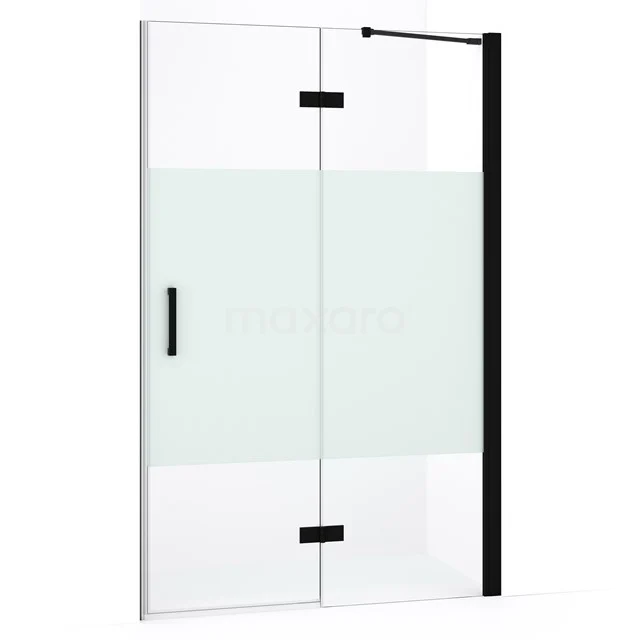 Diamond Duschtür | 110 cm Matt Schwarz Klar mit matter Streifen Drehtür DDB22651233MB