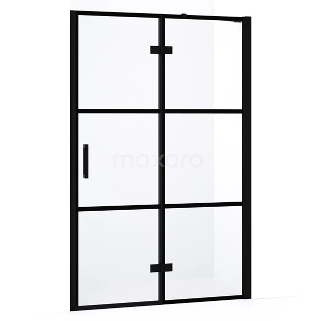 Diamond Duschtür | 120 cm Matt Schwarz Klar mit 4 schwarzen Streifen Drehtür DDB22661238MB