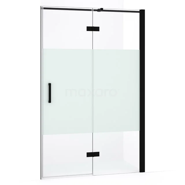 Diamond Duschtür | 120 cm Matt Schwarz Klar mit matter Streifen Drehtür DDB22661333MB