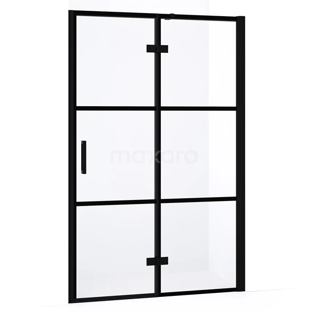 Diamond Duschtür | 120 cm Matt Schwarz Klar mit 4 schwarzen Streifen Drehtür DDB22661338MB