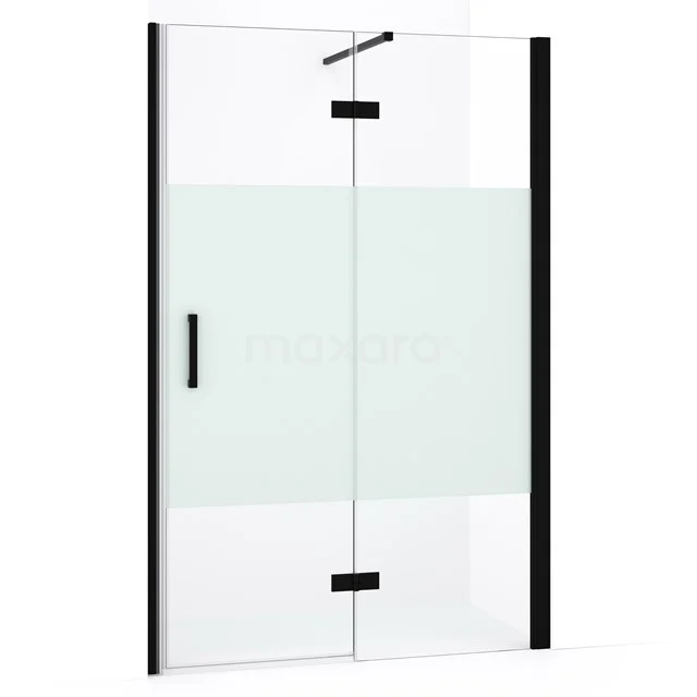 Diamond Shower door | 110 cm Matte black Clear with matt strip Pivot door DDB22652133MB