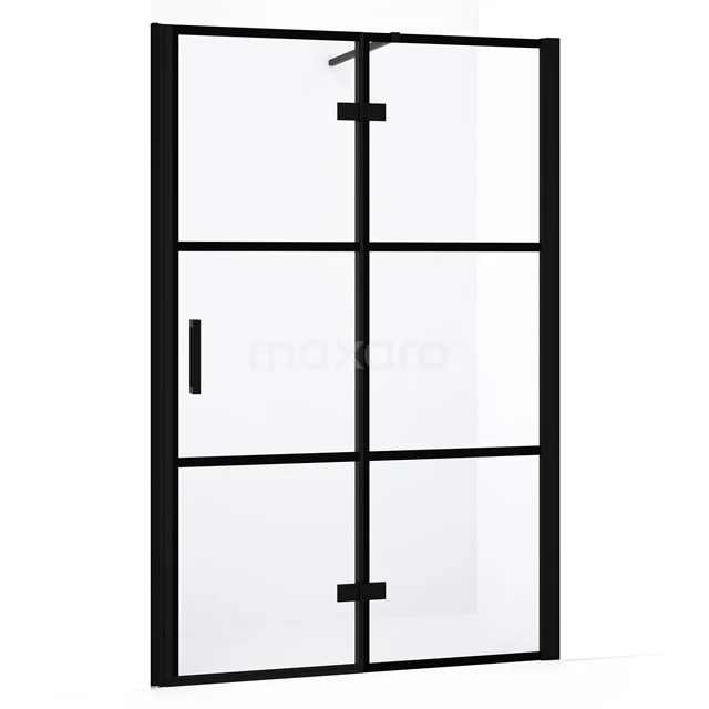 Diamond Duschtür | 120 cm Matt Schwarz Klar mit 4 schwarzen Streifen Drehtür DDB22662138MB