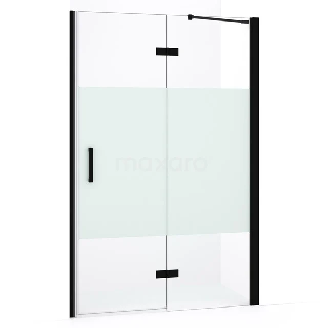 Diamond Shower door | 110 cm Matte black Clear with matt strip Pivot door DDB22652233MB