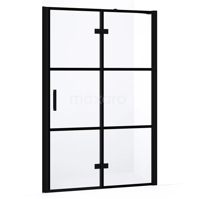 Diamond Duschtür | 120 cm Matt Schwarz Klar mit 4 schwarzen Streifen Drehtür DDB22662238MB