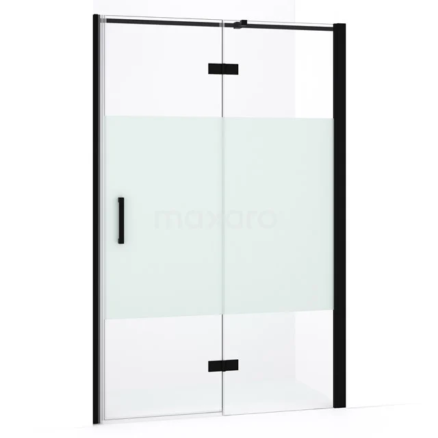 Diamond Douchedeur | 110 cm Mat zwart Helder met matte strook Draaideur DDB22652333MB