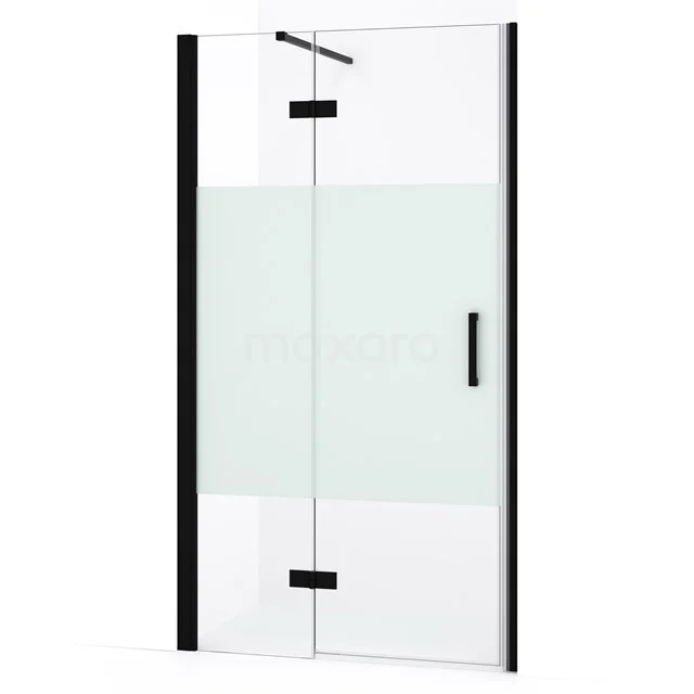 Diamond Shower door | 90 cm Matte black Clear with matt strip Pivot door DDB21362133MB