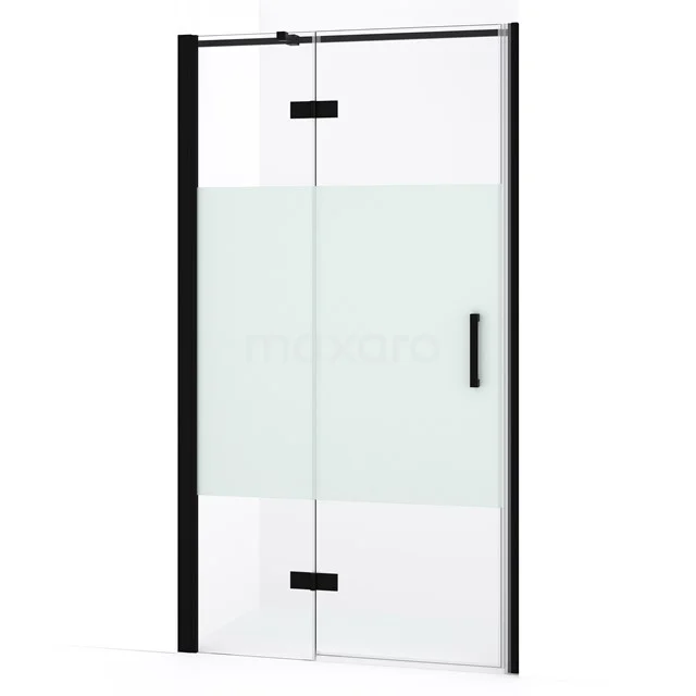 Diamond Duschtür | 90 cm Matt Schwarz Klar mit matter Streifen Drehtür DDB21362333MB