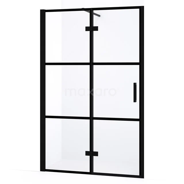 Diamond Shower door | 110 cm Matte black Clear with 4 black stripes Pivot door DDB21651138MB