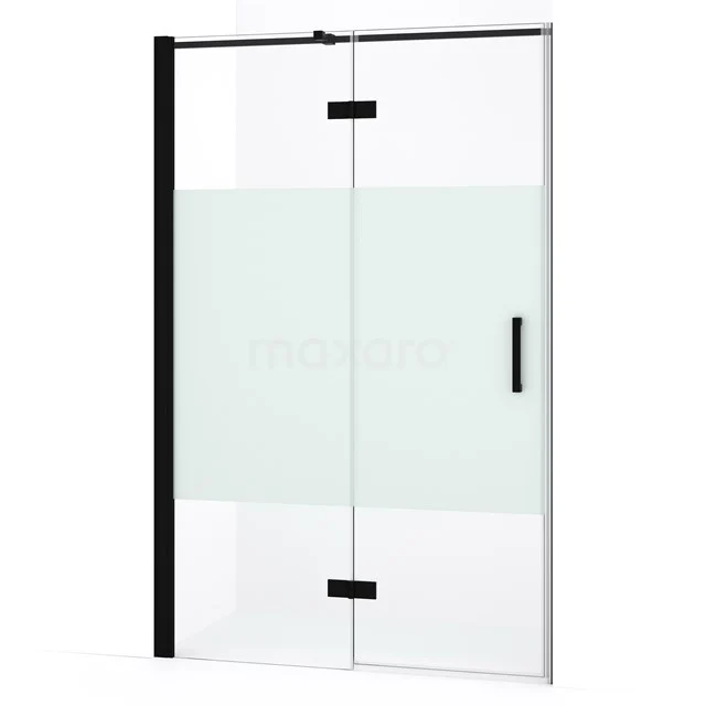 Diamond Douchedeur | 110 cm Mat zwart Helder met matte strook Draaideur DDB21651333MB