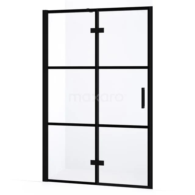 Diamond Duschtür | 110 cm Matt Schwarz Klar mit 4 schwarzen Streifen Drehtür DDB21651338MB