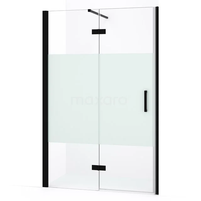 Diamond Douchedeur | 110 cm Mat zwart Helder met matte strook Draaideur DDB21652133MB