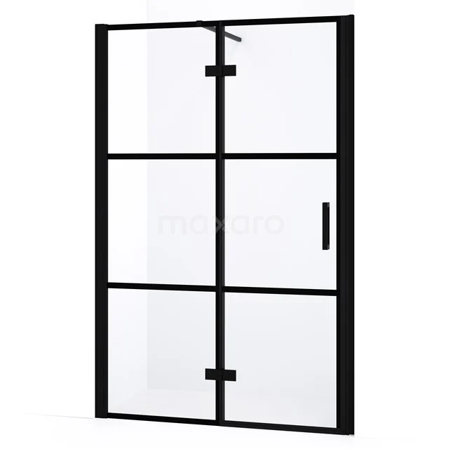 Diamond Shower door | 110 cm Matte black Clear with 4 black stripes Pivot door DDB21652138MB