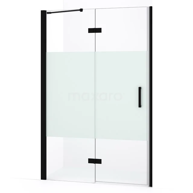 Diamond Douchedeur | 110 cm Mat zwart Helder met matte strook Draaideur DDB21652233MB