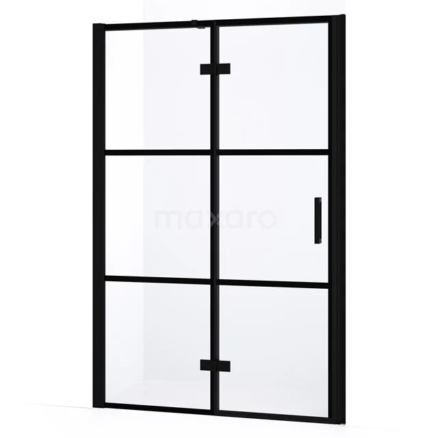Diamond Shower door | 110 cm Matte black Clear with 4 black stripes Pivot door DDB21652338MB