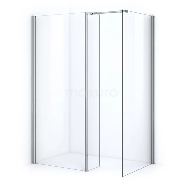 Corner shower enclosure, clear glass with aluminium profiles, modern design for stylish bathroom fittings.