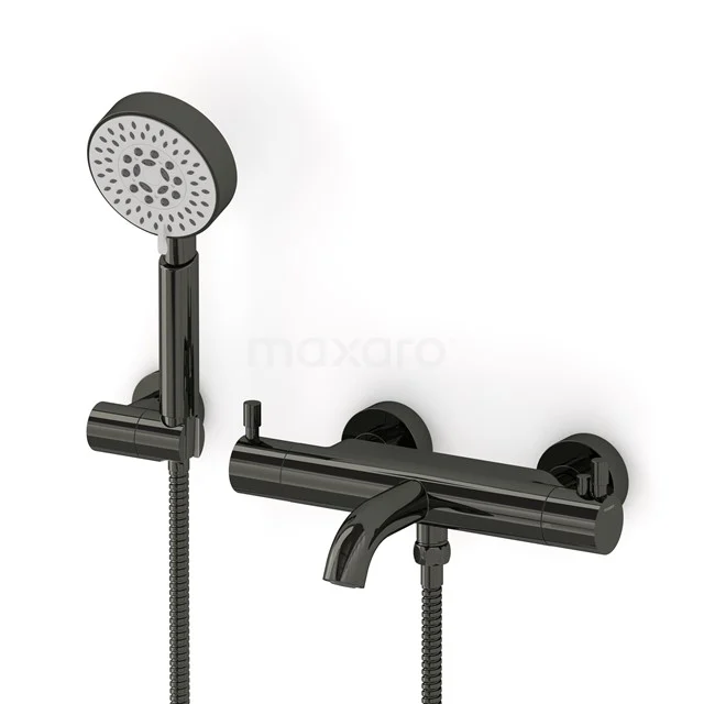 Wannenbatterie-Set Radius | Schwarz Chrom Thermostatarmatur mit Handbrause 5 Positionen COB55-00005 Wannenbatterie-Set Radius | Schwarz Chrom Thermostatarmatur mit Handbrause 5 Positionen COB55-00005