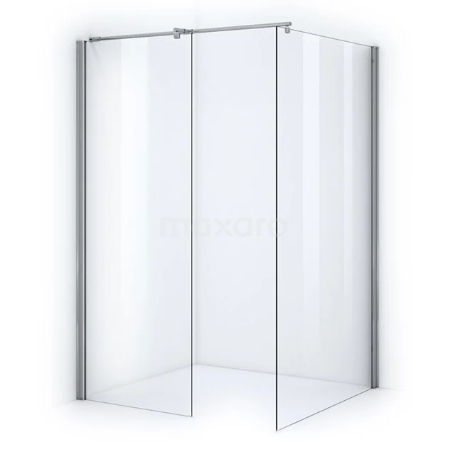Begehbare Dusche Zircon Comfort 110x80cm aus klarem Sicherheitsglas Chrom GW-0811013 Glas Duschwand Eckaufstellung mit Klarglas und silberfarbenem Rahmen, ideal für eine moderne Badezimmeranordnung.