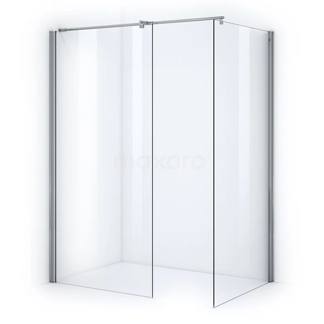 Zircon Comfort Walk-in shower | 100x100 cm Chrome Clear glass 2 fixed walls GW-1010013