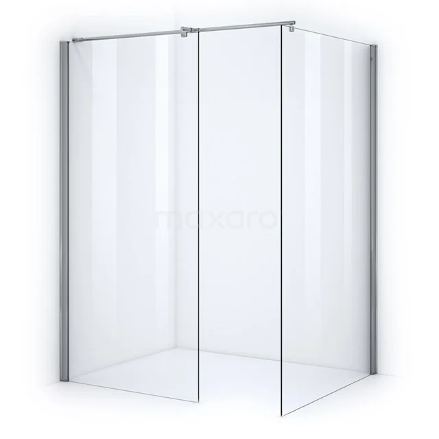 Zircon Comfort Inloopdouche | 120x100 cm Chroom Helder glas 2 vaste wanden GW-1012013